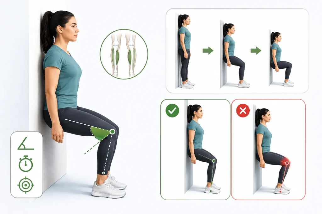 Qall squat with proper knee alignment for bow leg exercise
