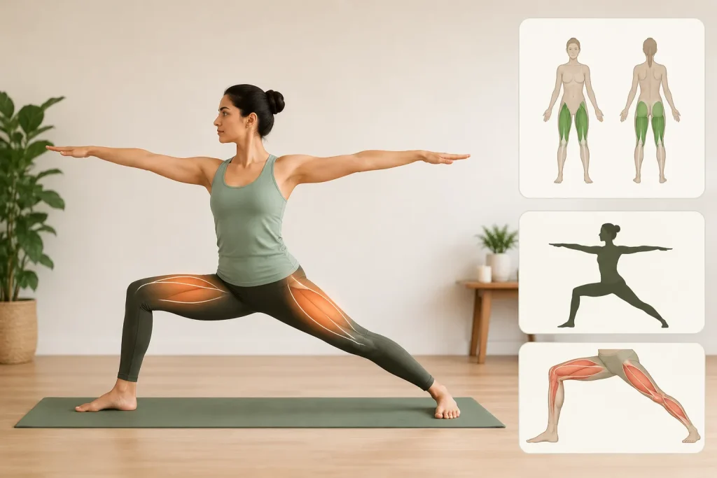Warrior Pose to strengthen hips and thighs for bow legs